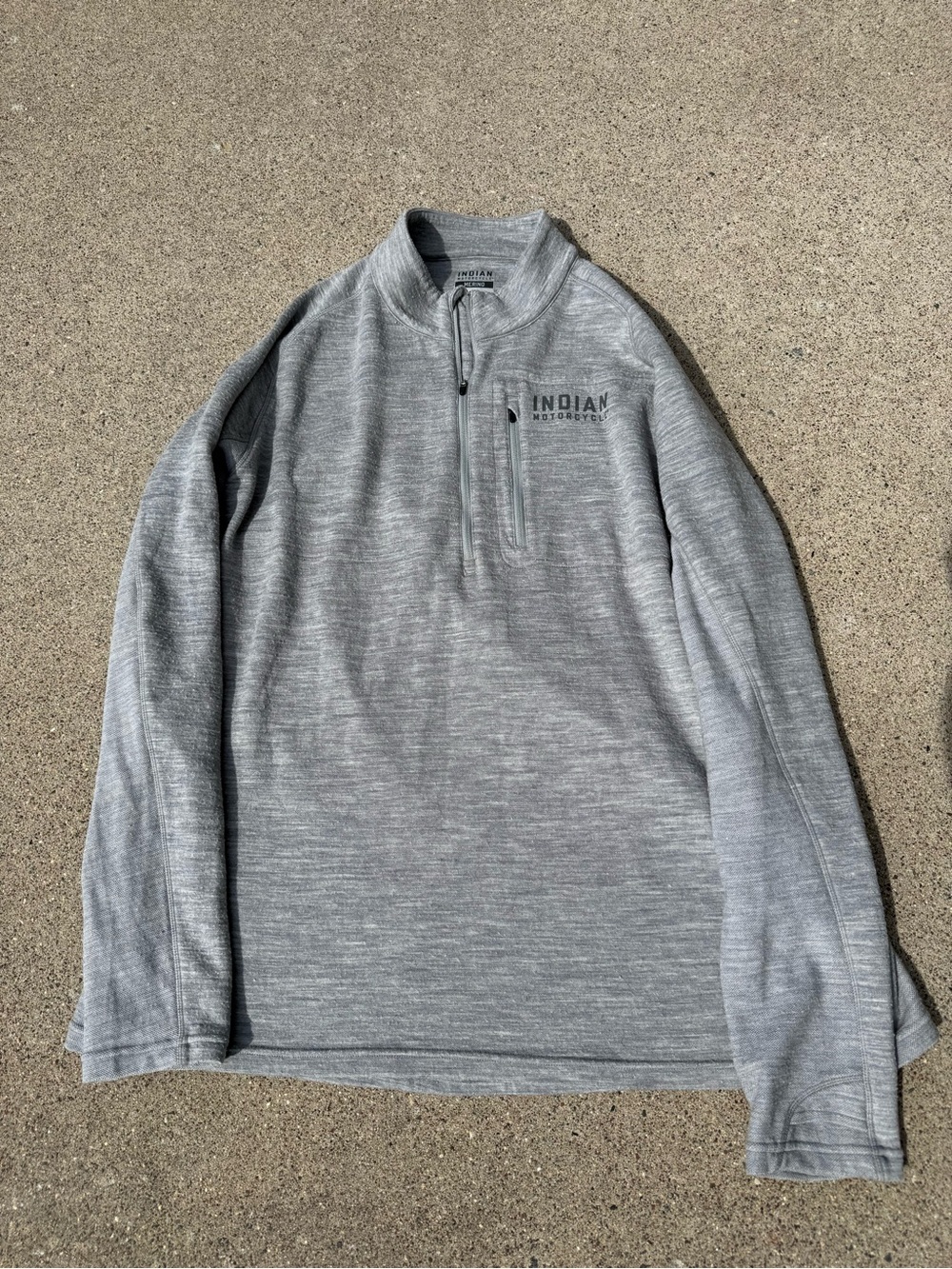 Indian Motorcycle Men’s XL Gray Merino 1/4 Zip Mock Neck Logo Sweatshirt